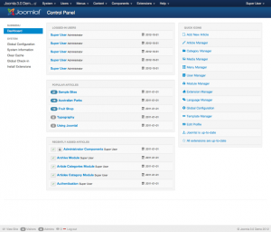 Tableau de bord de Joomla! 3.0 